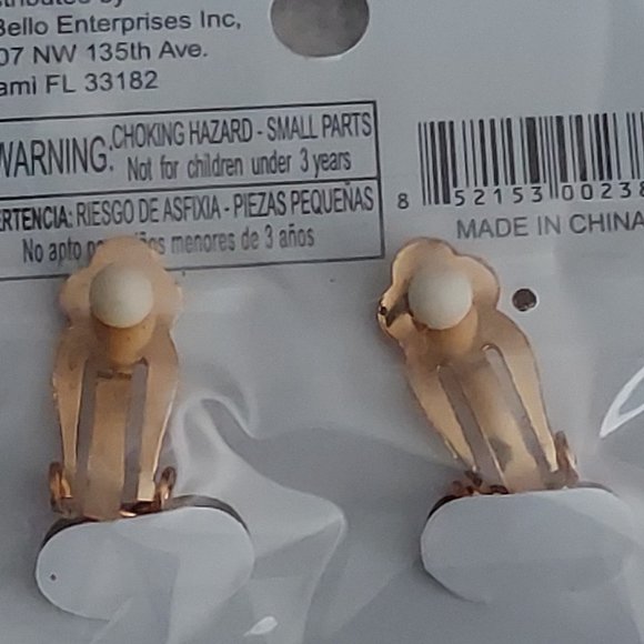 Gold Tone Rhinestone Clip-On Earrings - Picture 4 of 6